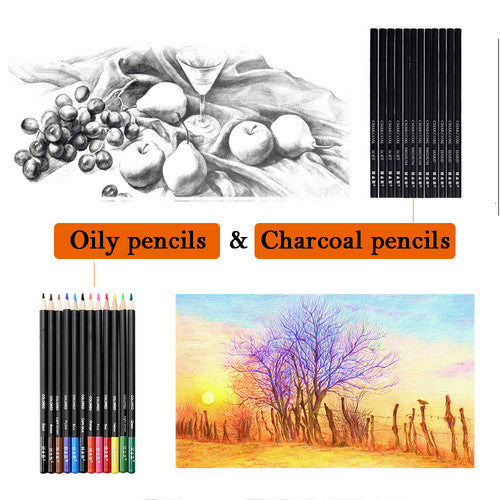 72pcs Professional Drawing Artist Kit Set Pencils and Sketch Charcoal Art Tools V201-BCZ0072BL8AU