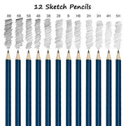 72pcs Professional Drawing Artist Kit Set Pencils and Sketch Charcoal Art Tools V201-BCZ0072BL8AU
