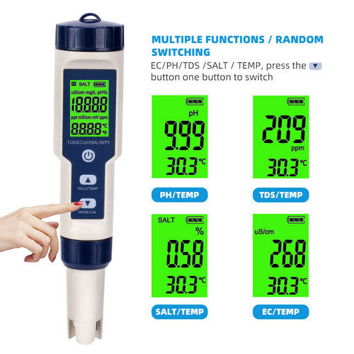 Set 7 In 1 and 5 in 1 PH Meter TDS/EC/Salt/Temp Water Quality Monitor Tester Pen V201-BCZ1110X2