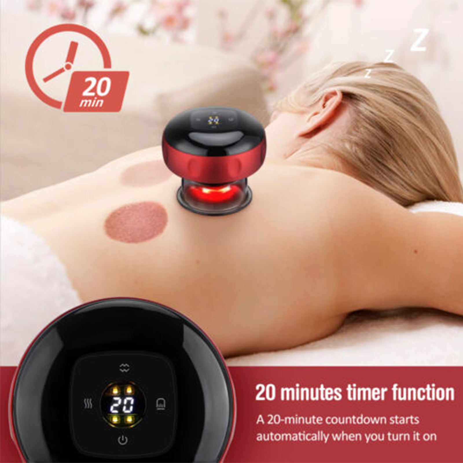 12 levels Electric Cupping Therapy Smart Scraping Massager Red Light Heating Body Slimming Red V201-BGQ0002RE8AU