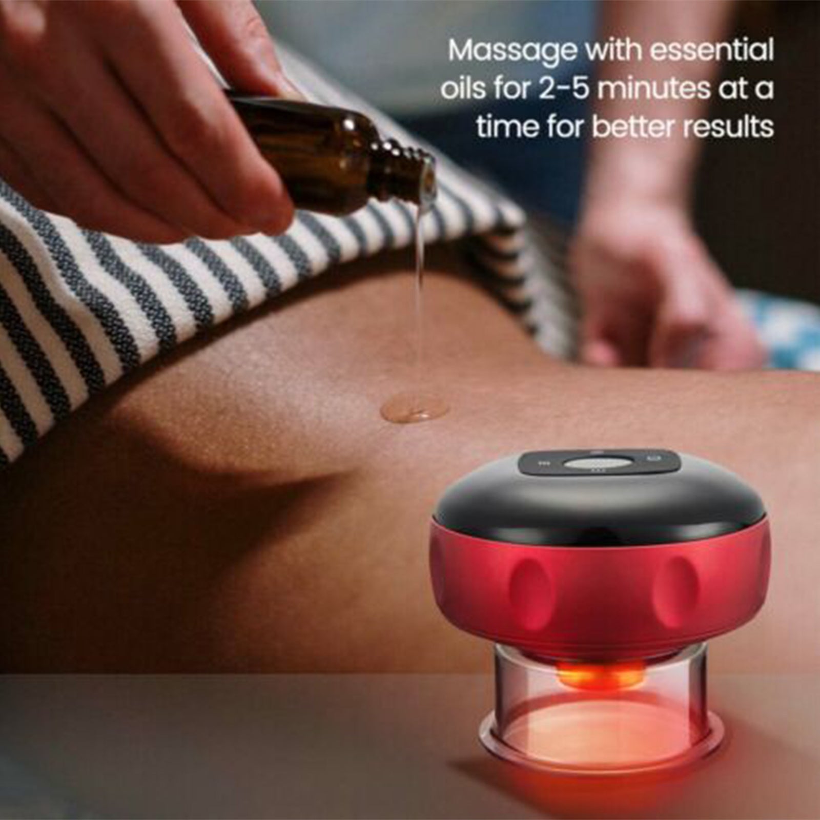 12 levels Electric Cupping Therapy Smart Scraping Massager Red Light Heating Body Slimming Red V201-BGQ0002RE8AU