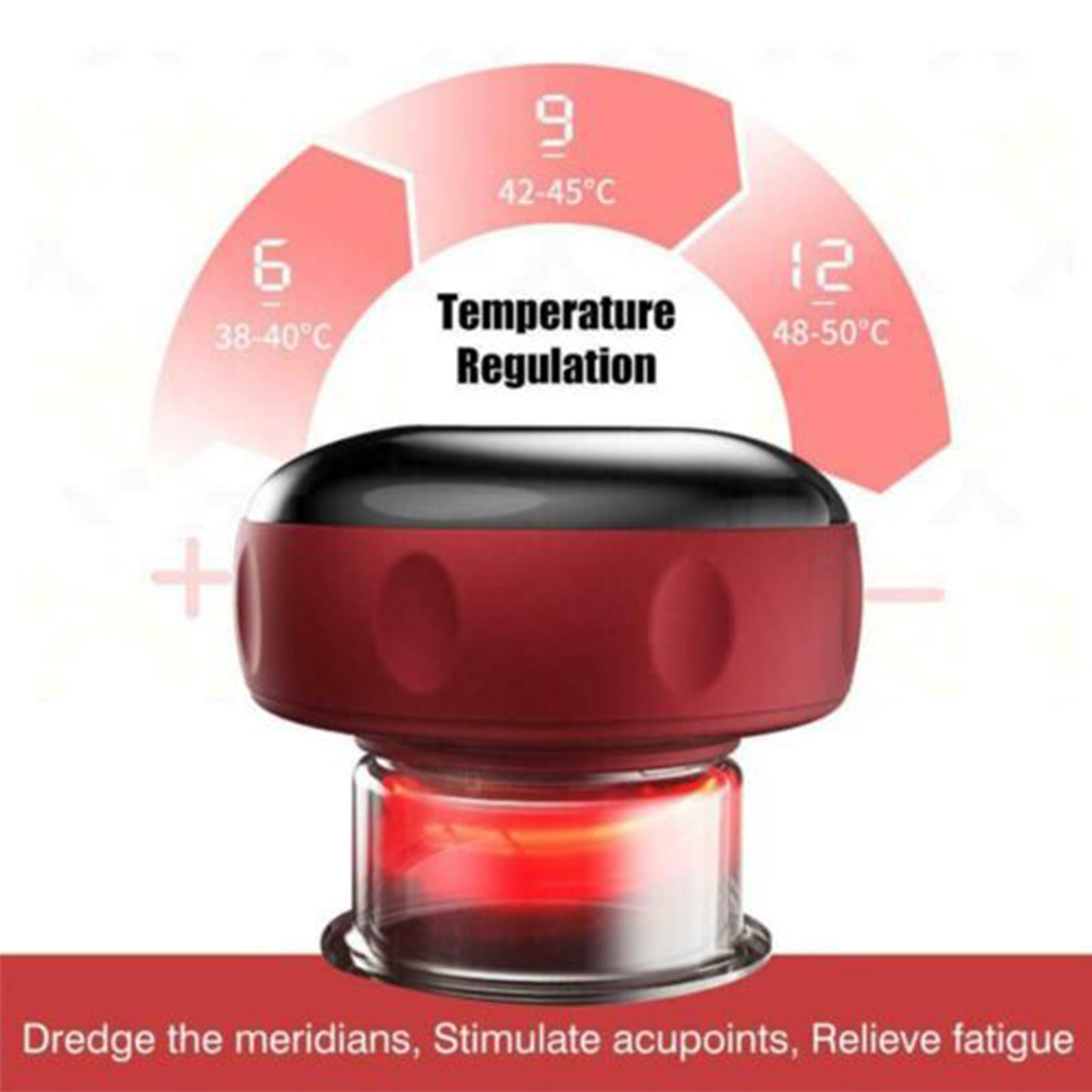 12 levels Electric Cupping Therapy Smart Scraping Massager Red Light Heating Body Slimming Red V201-BGQ0002RE8AU