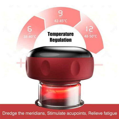 12 levels Electric Cupping Therapy Smart Scraping Massager Red Light Heating Body Slimming Red V201-BGQ0002RE8AU