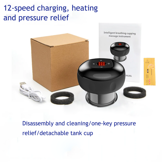12 levels Electric Cupping Therapy Smart Scraping Massager Red Light Heating Body Slimming Black V201-BGQ0003BL8AU