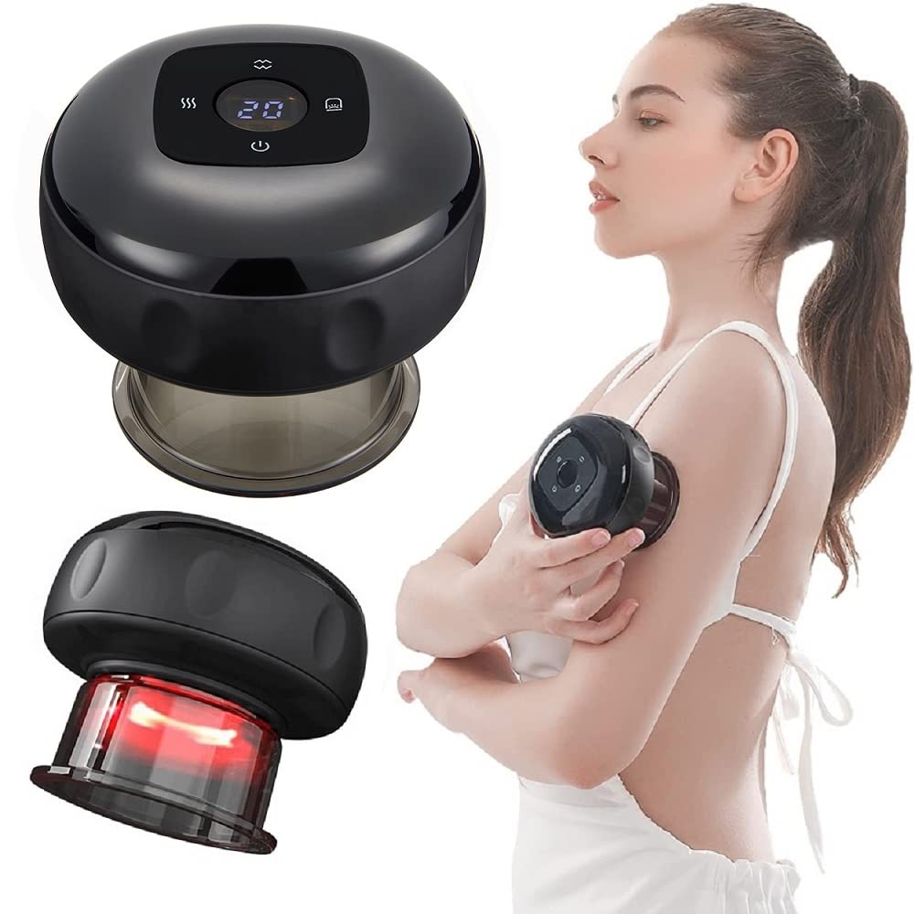 12 levels Electric Cupping Therapy Smart Scraping Massager Red Light Heating Body Slimming Black V201-BGQ0003BL8AU