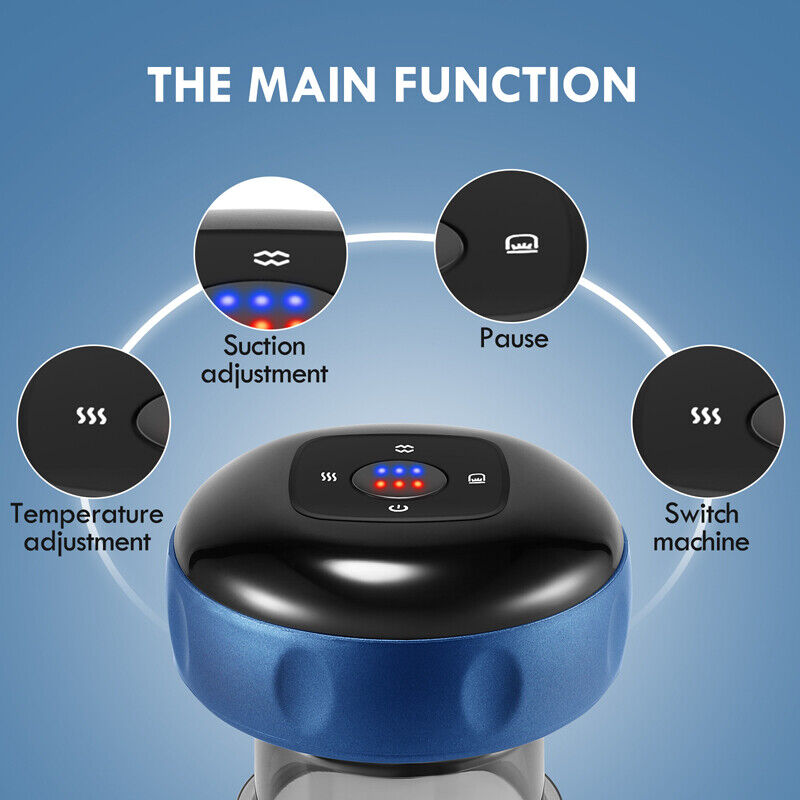 12 levels Electric Cupping Therapy Smart Scraping Massager Red Light Heating Body Slimming Blue V201-BGQ0004DB8AU