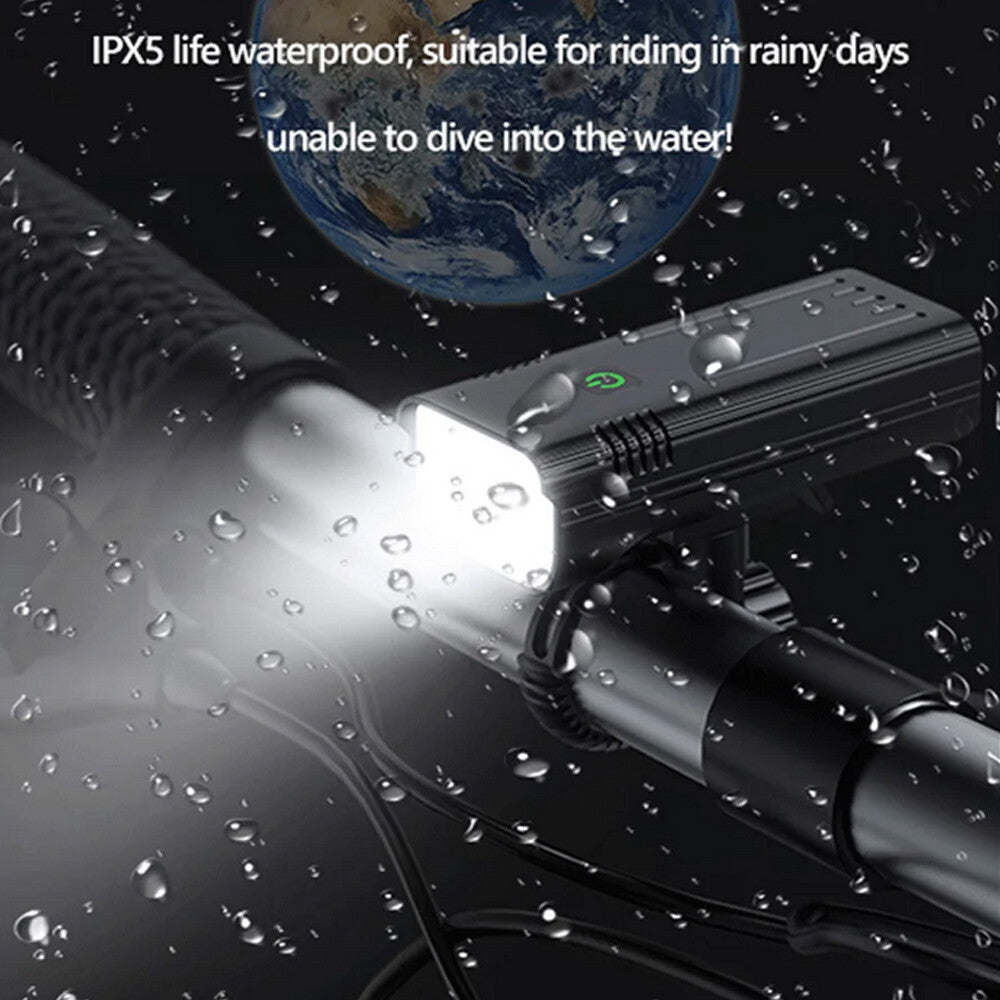Waterproof Bike Light Set with Digital Battery Display Aluminum Alloy 360 degrees Mount V201-BIK0008BL8AU
