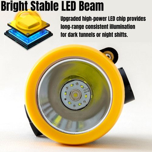 LED Miner Headlight 3000 LUX High Bright Waterproof Hard Hat Lamp Rechargeable V201-BK2000YL8AU