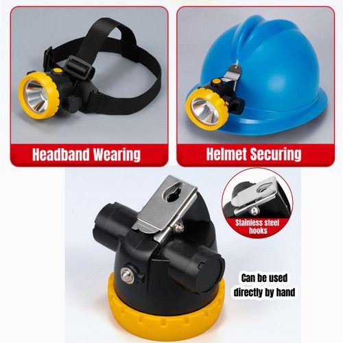 LED Miner Headlight 3000 LUX High Bright Waterproof Hard Hat Lamp Rechargeable V201-BK2000YL8AU