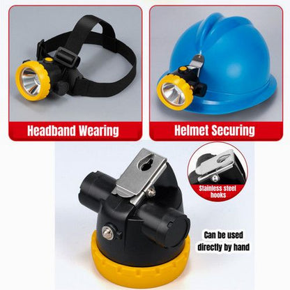 LED Miner Headlight 3000 LUX High Bright Waterproof Hard Hat Lamp Rechargeable V201-BK2000YL8AU