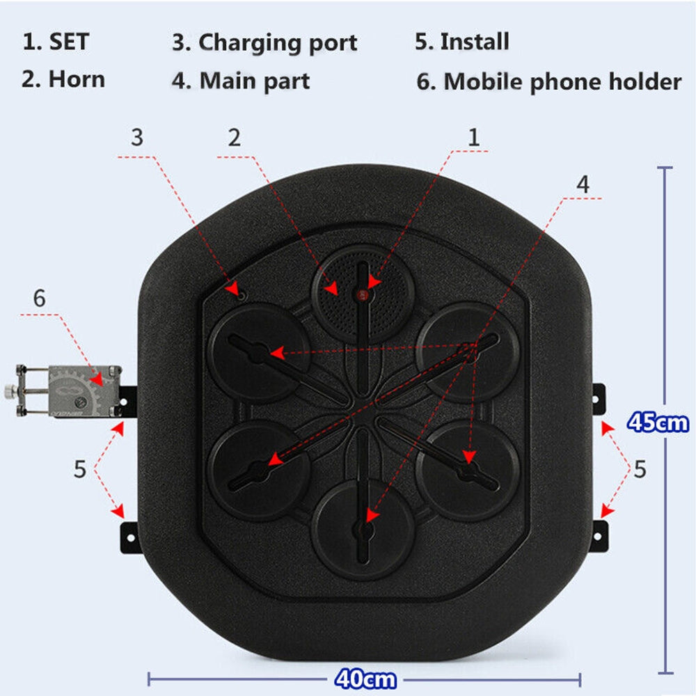 Music Boxing Training Electronic Boxing Wall Target Glove Intelligent APP Combat V201-BOXY0001BL8AU