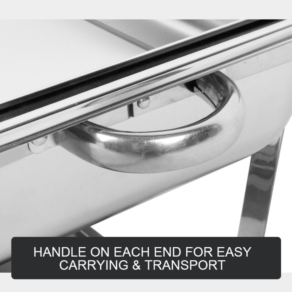 9L Chafing Dish Set Buffet Pan Bain Marie Bow Stainless Steel Food Warmer(1*9L) V201-BRO1-AU