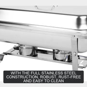 9L Chafing Dish Set Buffet Pan Bain Marie Bow Stainless Steel Food Warmer(1*9L) V201-BRO1-AU