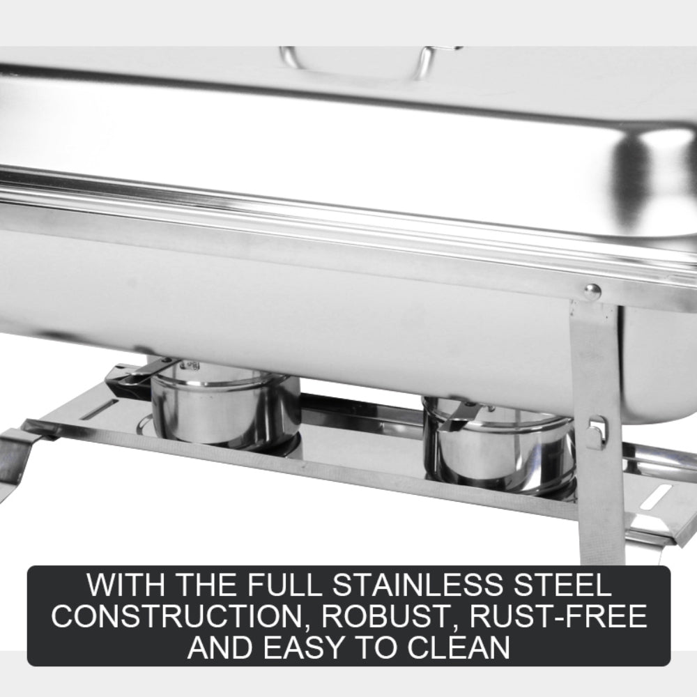 9L Chafing Dish Set Buffet Pan Bain Marie Bow Stainless Steel Food Warmer(1*9L) V201-BRO1-AU