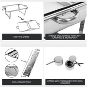 9L Chafing Dish Set Buffet Pan Bain Marie Bow Stainless Steel Food Warmer(2*4.5L) V201-BRO2-AU
