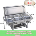 9L Chafing Dish Set Buffet Pan Bain Marie Bow Stainless Steel Food Warmer(3*3L) V201-BRO3-AU