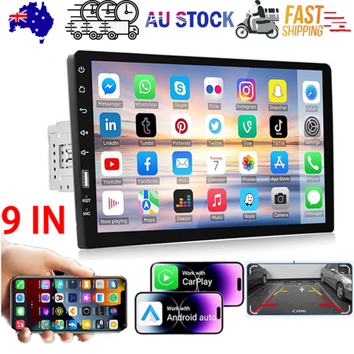 9" Car Radio 2 DIN GPS FM RDS WIFI w/ Rear Camera For Android Auto IOS CarPlay V201-CAR0019BL8AU