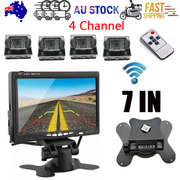 Wireless 4-Channel Split 7" Screen Monitor w/4 Reversing Camera Kit for Truck Trailer Bus V201-CAR0407BL8AU