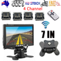 Wireless 4-Channel Split 7" Screen Monitor w/4 Reversing Camera Kit for Truck Trailer Bus V201-CAR0407BL8AU