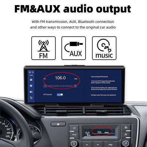 10.26" 4K Car Camera Carplay Android Car GPS Navigation Dashboard Video Recorder V201-CAR1026BL8AU