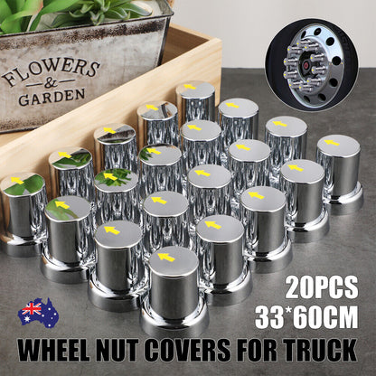 20PCS ABS Wheel Nut Covers Safety Arrow Chrome Caps For Trucks Trailers Bus AU V201-CAR3360SI8-20AU