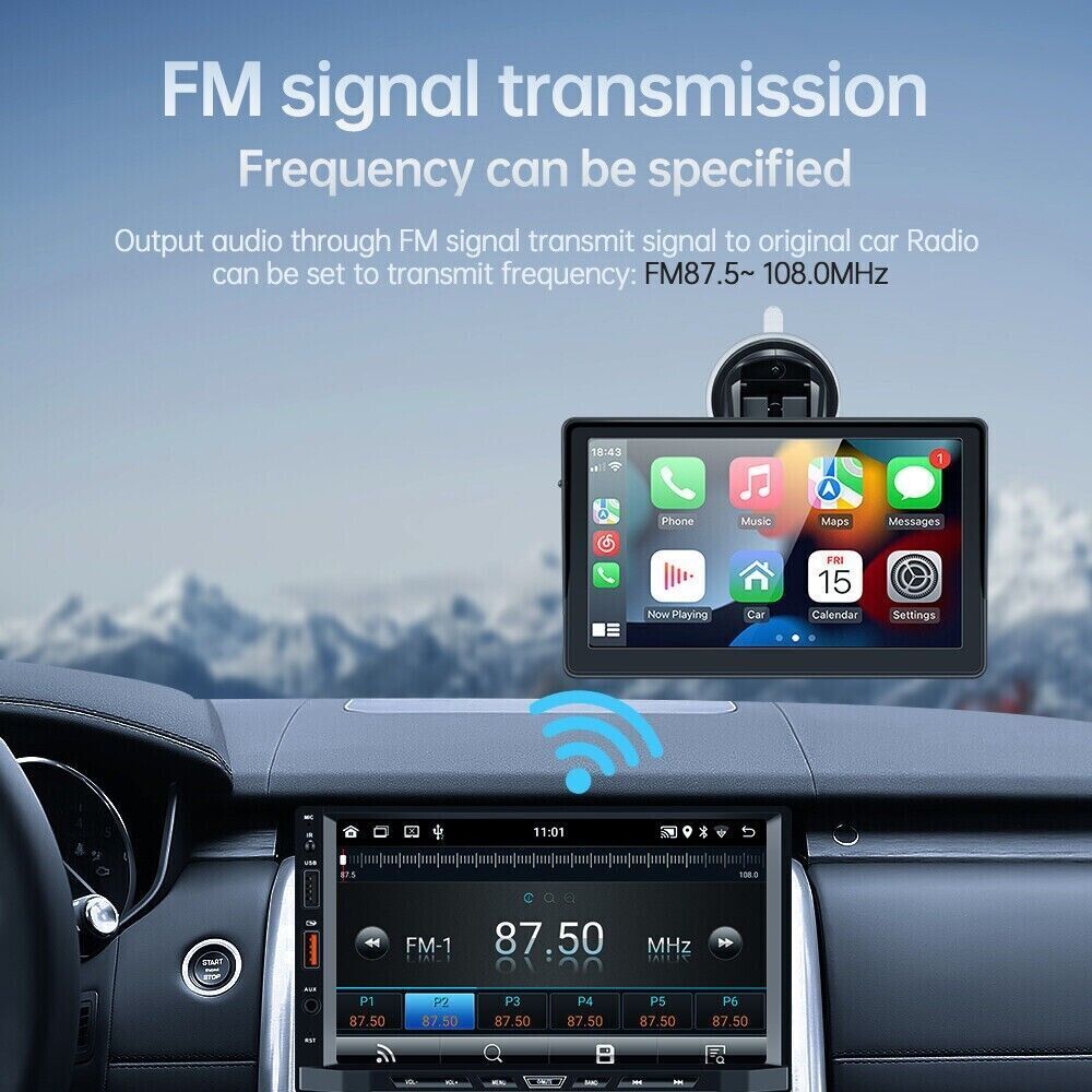 7 inch Portable Wireless Car Radio Auto Stereo Apple Carplay Android Bluetooth + Cam V201-CAR5007BL8AU