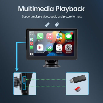 7 inch Portable Wireless Car Radio Auto Stereo Apple Carplay Android Bluetooth + Cam V201-CAR5007BL8AU