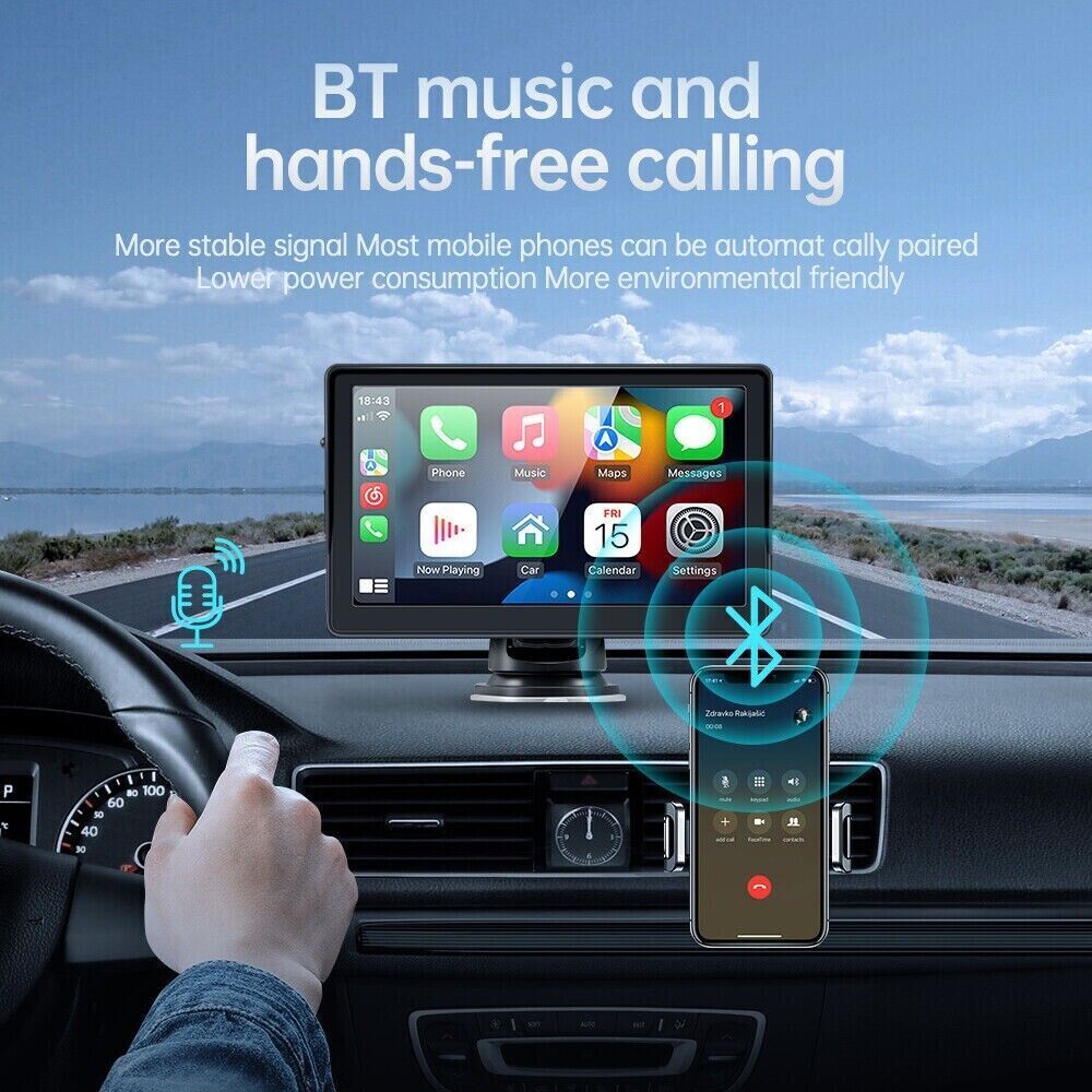 7 inch Portable Wireless Car Radio Auto Stereo Apple Carplay Android Bluetooth + Cam V201-CAR5007BL8AU