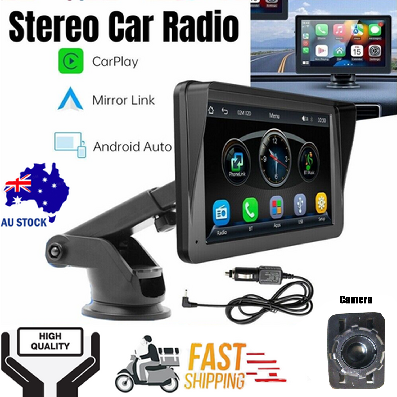 7inch PortableWireless Apple CarPlay Android Auto Touch Screen Car Radio Stereo AU V201-CAR5300BL8AU