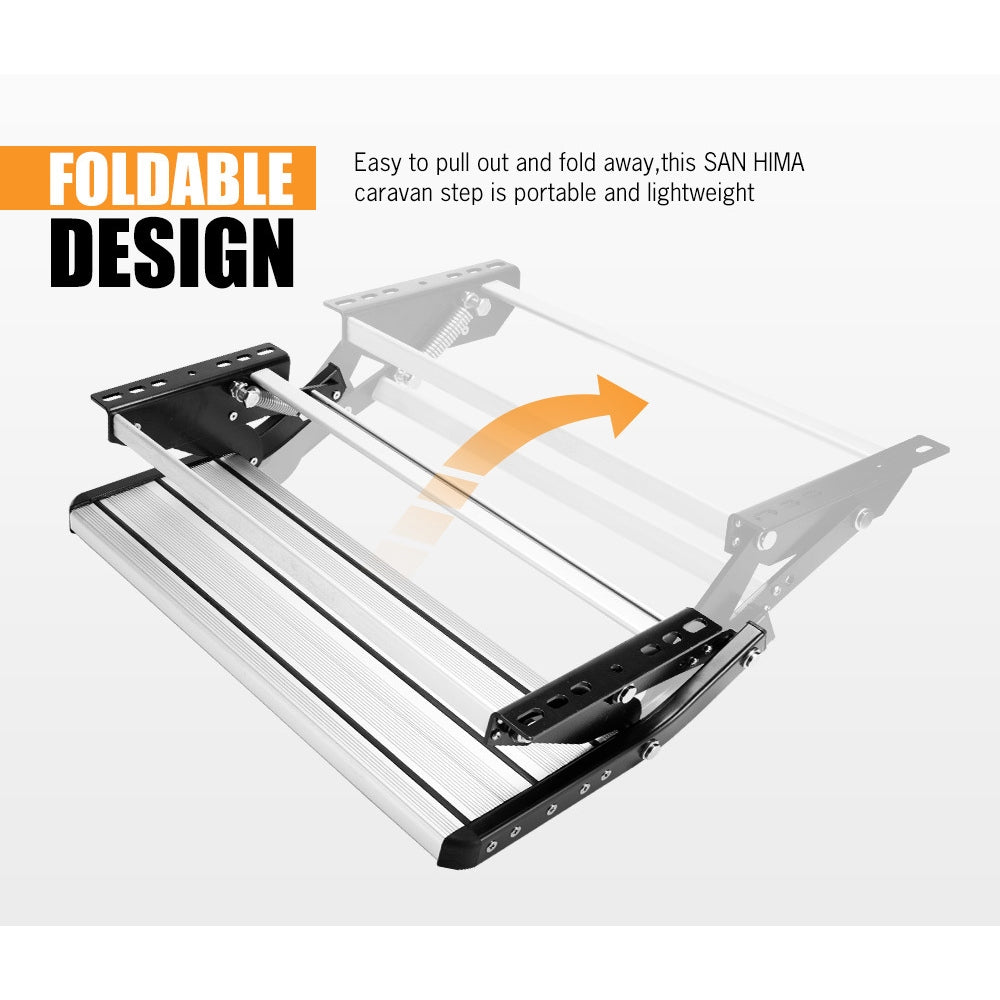 Caravan Step Aluminium 200KG Pull Out Step Folding Camper Trailer Motorhome Step V201-CARSTEP0055BL8AU