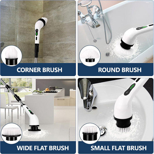 9in1 Electric Spin Scrubber Turbo Scrub Cleaning Brush Cordless Chargeable Tool V201-CLN0011WH8AU