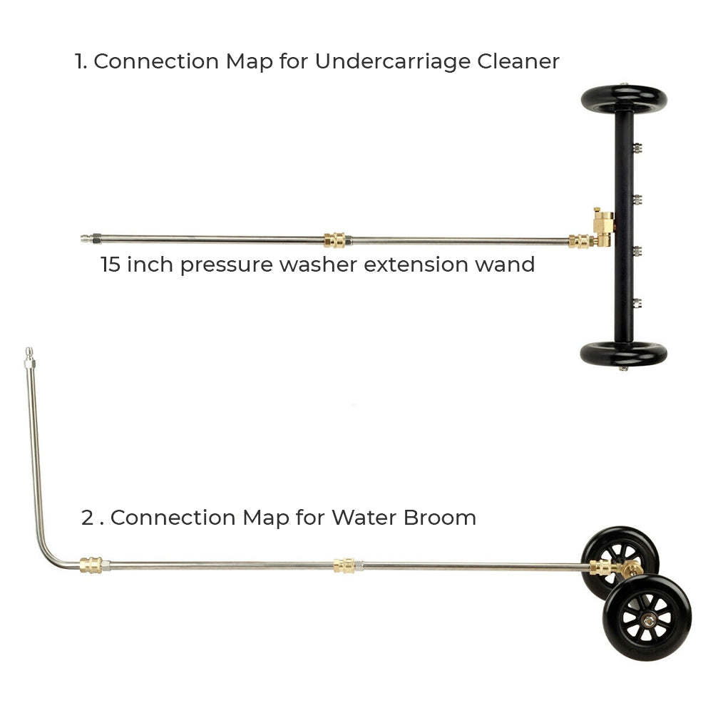 High Pressure Water Spray Broom Car Chassis Undercarriage Cleaner Washer 4000PSI V201-CLN4000BL8AU
