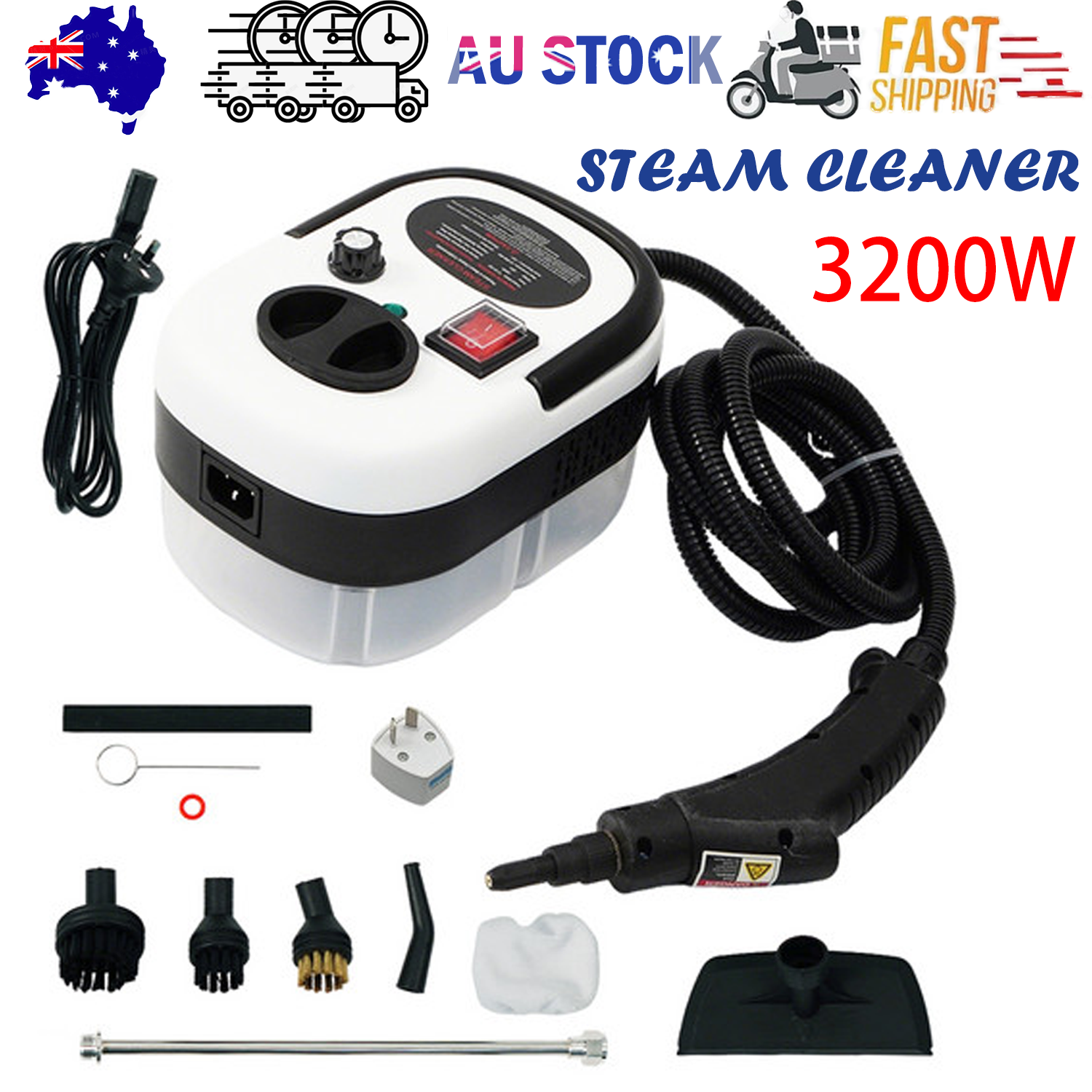Steam Cleaner 3200W Portable Handheld High Pressure Steamer for Car Home Kitchen V201-CLR3200WH8AU