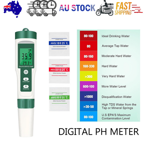 7 In 1 PH Meter TDS/EC/Salt/Temp Water Quality Monitor Tester Pen Pool Aquarium V201-CSBCZ1117
