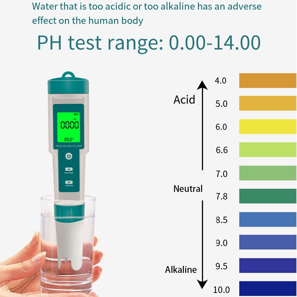7 In 1 PH Meter TDS/EC/Salt/Temp Water Quality Monitor Tester Pen Pool Aquarium V201-CSBCZ1117