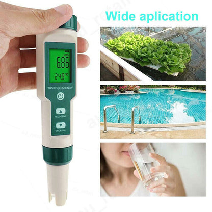 7 In 1 PH Meter TDS/EC/Salt/Temp Water Quality Monitor Tester Pen Pool Aquarium V201-CSBCZ1117