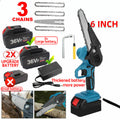 6" Mini Cordless Electric Chainsaw Powered Wood Cutter Rechargeable&2X Battery V201-CSFDZ0036BU