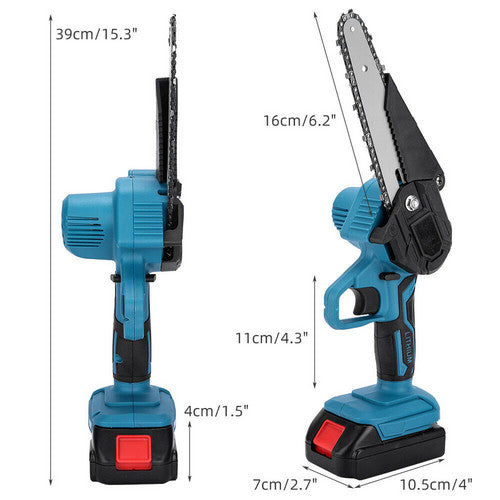 6" Mini Cordless Electric Chainsaw Powered Wood Cutter Rechargeable&2X Battery V201-CSFDZ0036BU