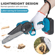 6" Mini Cordless Electric Chainsaw Powered Wood Cutter Rechargeable&2X Battery V201-CSFDZ0036BU