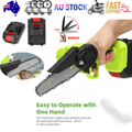 6" Mini Cordless Electric Chainsaw 2X Battery Powered Wood Cutter Rechargeable V201-CSFDZ0036GR
