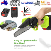 6" Mini Cordless Electric Chainsaw 2X Battery Powered Wood Cutter Rechargeable V201-CSFDZ0036GR
