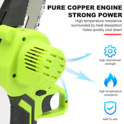6" Mini Cordless Electric Chainsaw 2X Battery Powered Wood Cutter Rechargeable V201-CSFDZ0036GR