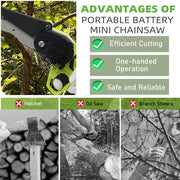 6" Mini Cordless Electric Chainsaw 2X Battery Powered Wood Cutter Rechargeable V201-CSFDZ0036GR