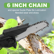 6" Mini Cordless Electric Chainsaw 2X Battery Powered Wood Cutter Rechargeable V201-CSFDZ0036GR