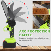 6" Mini Cordless Electric Chainsaw 2X Battery Powered Wood Cutter Rechargeable V201-CSFDZ0036GR
