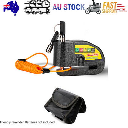 Black Motorcycle Alarm Disc Lock Motor Bike Brake Security Electric Bicycle Lock AU V201-CSHBZ1110BL