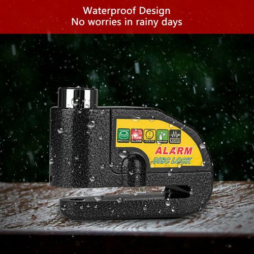 Black Motorcycle Alarm Disc Lock Motor Bike Brake Security Electric Bicycle Lock AU V201-CSHBZ1110BL