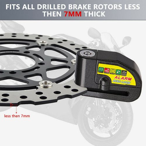 Black Motorcycle Alarm Disc Lock Motor Bike Brake Security Electric Bicycle Lock AU V201-CSHBZ1110BL