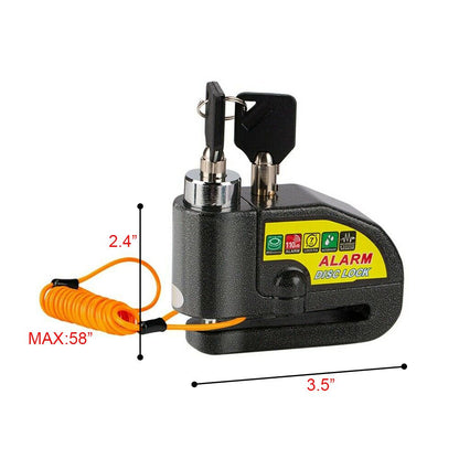Black Motorcycle Alarm Disc Lock Motor Bike Brake Security Electric Bicycle Lock AU V201-CSHBZ1110BL