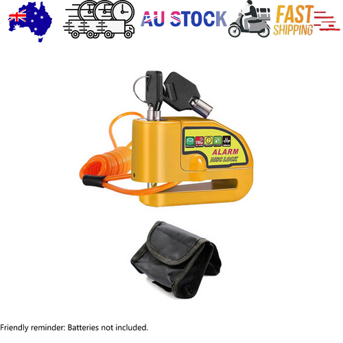 Yellow Motorcycle Alarm Disc Lock Motor Bike Brake Security Electric Bicycle Lock AU V201-CSHBZ1110YL